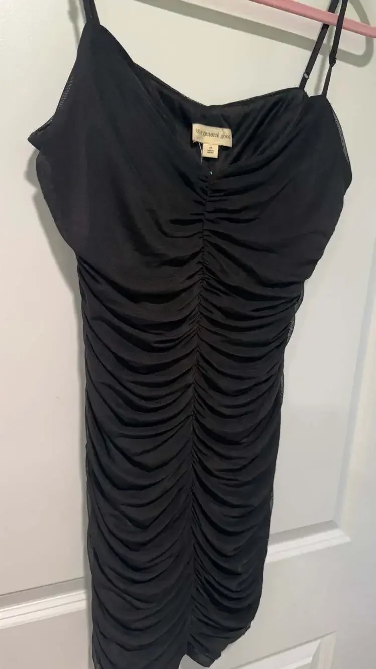 Ruched Mesh Bodycon Mini Dress Black Party Club Date Night NWT Medium